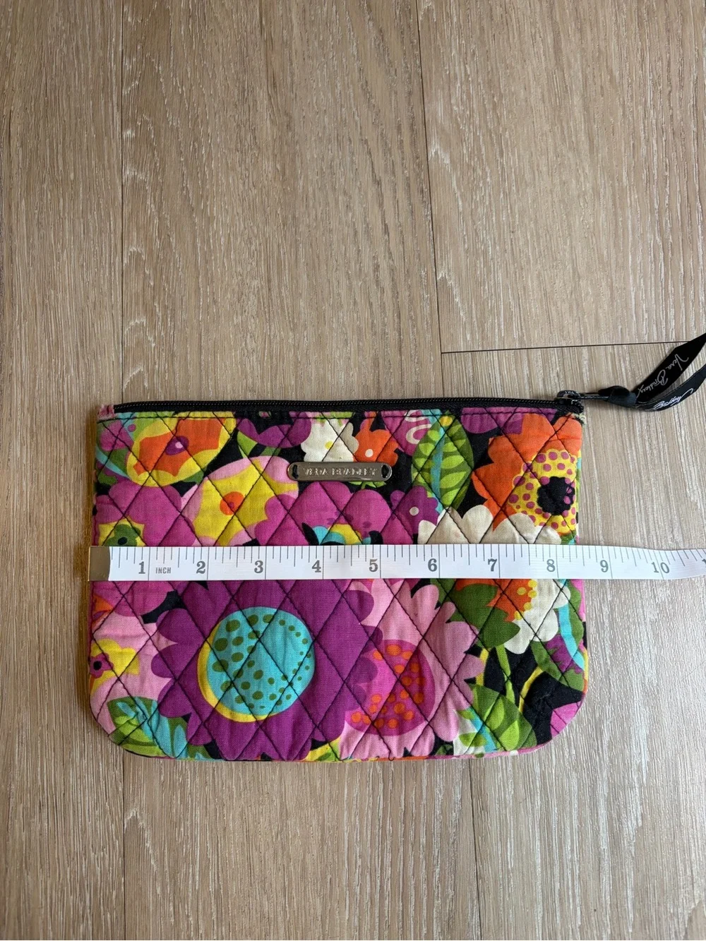 Vera Bradley Purple Floral Quilted Makeup Bag with Multicolor Accents